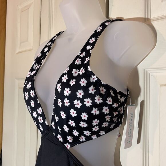 Beach Betty Floral Cut Out Panels Swimsuit L NWT - Picture 5 of 16